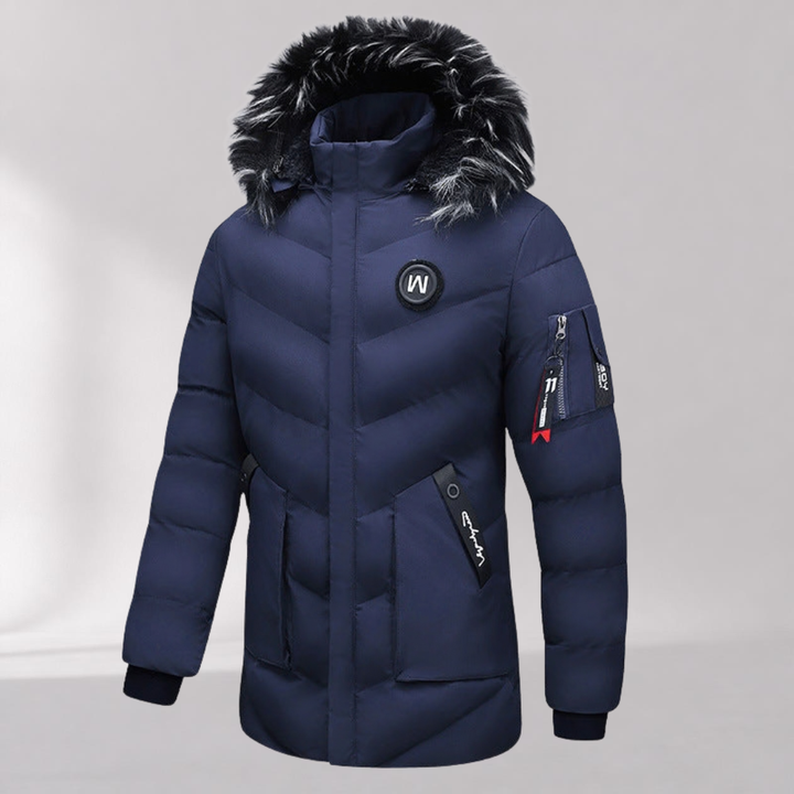 Veste d’Hiver Homme – Veste Matelassée à Capuche avec Fausse Fourrure