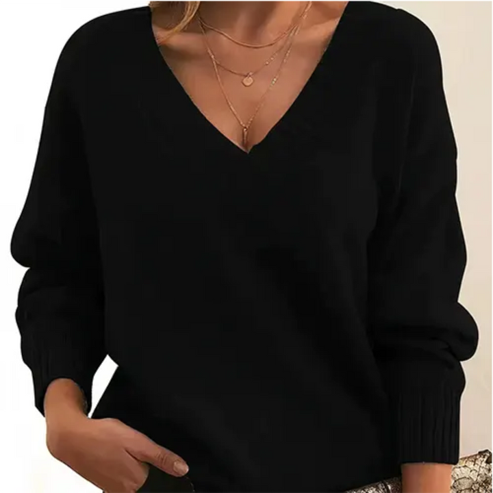 Zia | Pull D'Hiver Col V Pour Femmes