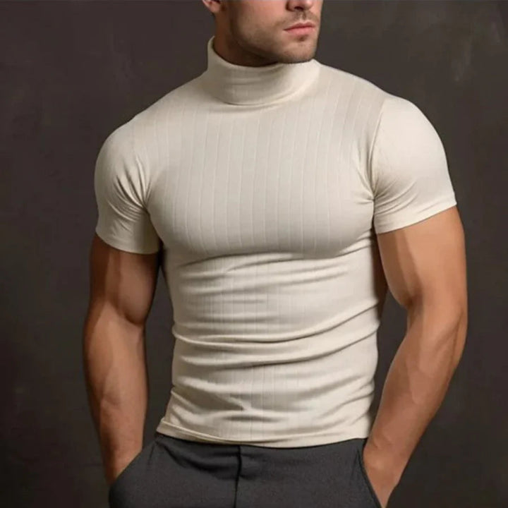 Hommes T-shirt Décontracté À Col Roulé | Manches Courtes