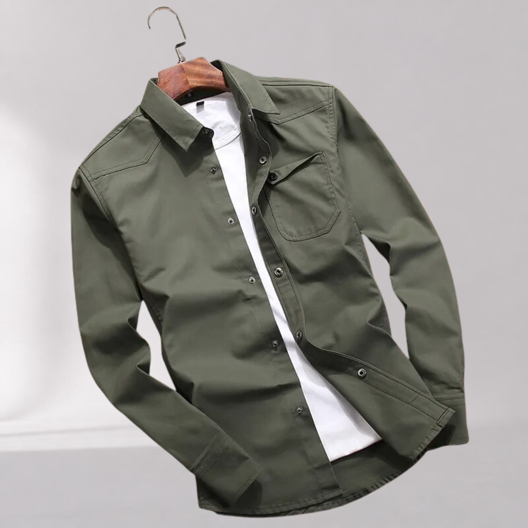 Chemise Homme à Manches Longues Boutonnée avec Poches Poitrine – Style Workwear Classique