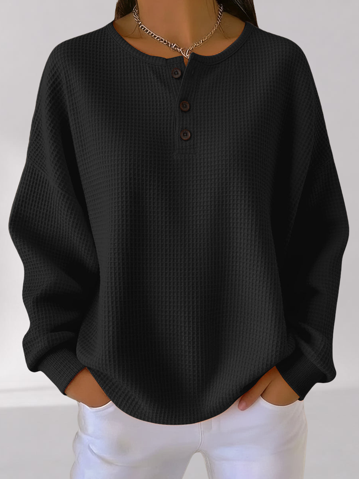 Sweat Henley Texturé – Coupe Décontractée à Boutons