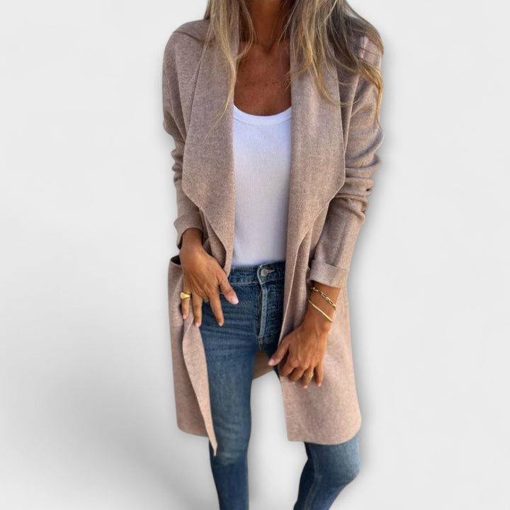 Cardigan Long Ouvert avec Poches Latérales