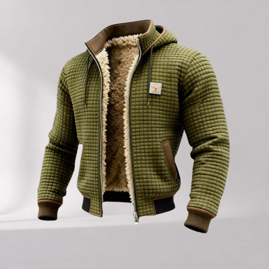 Blouson Bomber Matelassé Homme Doublé Sherpa avec Détails en Cuir