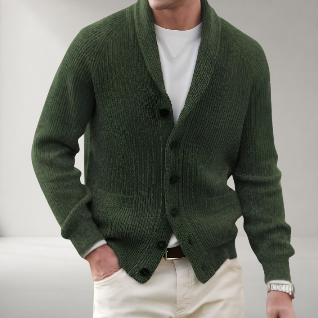 Cardigan Homme Vintage en Mélange de Laine à Col V