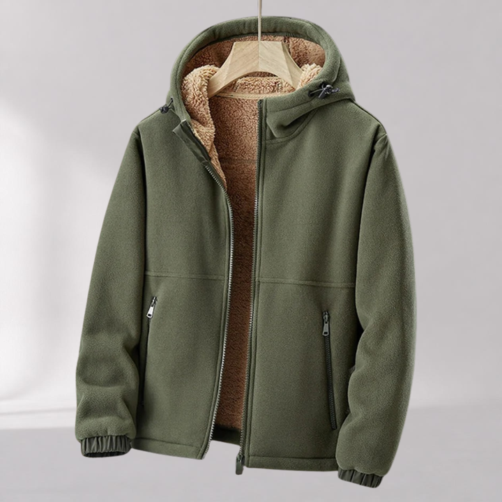 Veste Homme Doublée en Polaire d’Agneau – Col Montant Zippé
