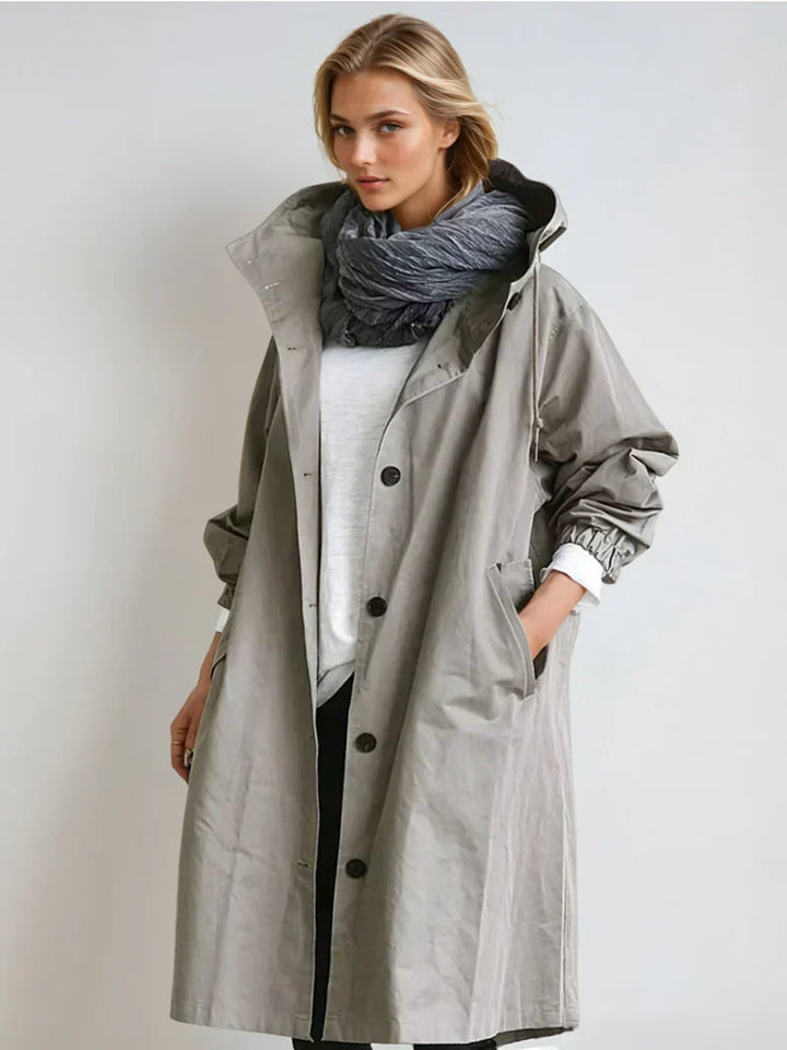 Impermeable Déperlant à Capuche et Ceinture Femme