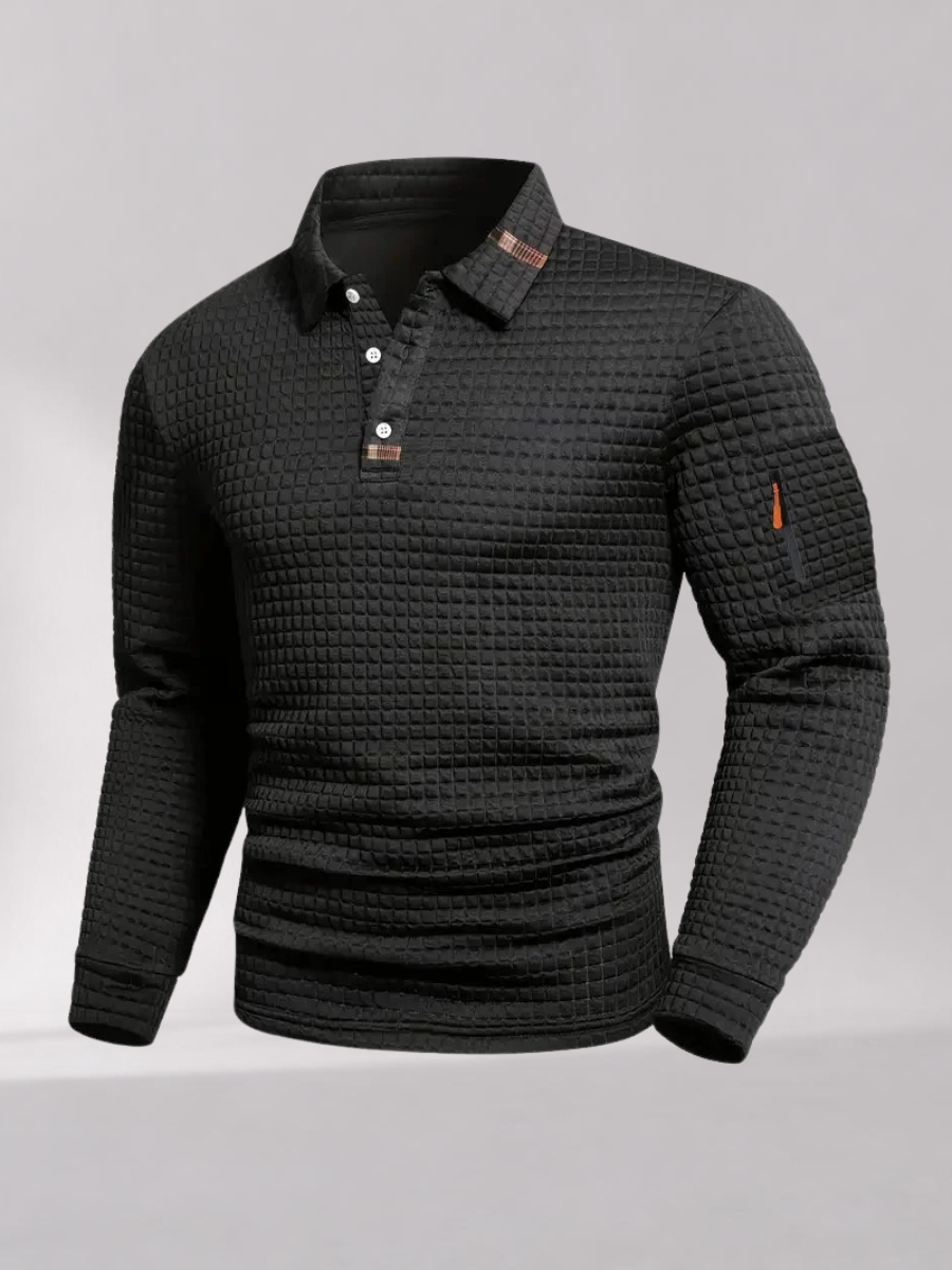 Polo Homme à Manches Longues avec Poche sur Manche