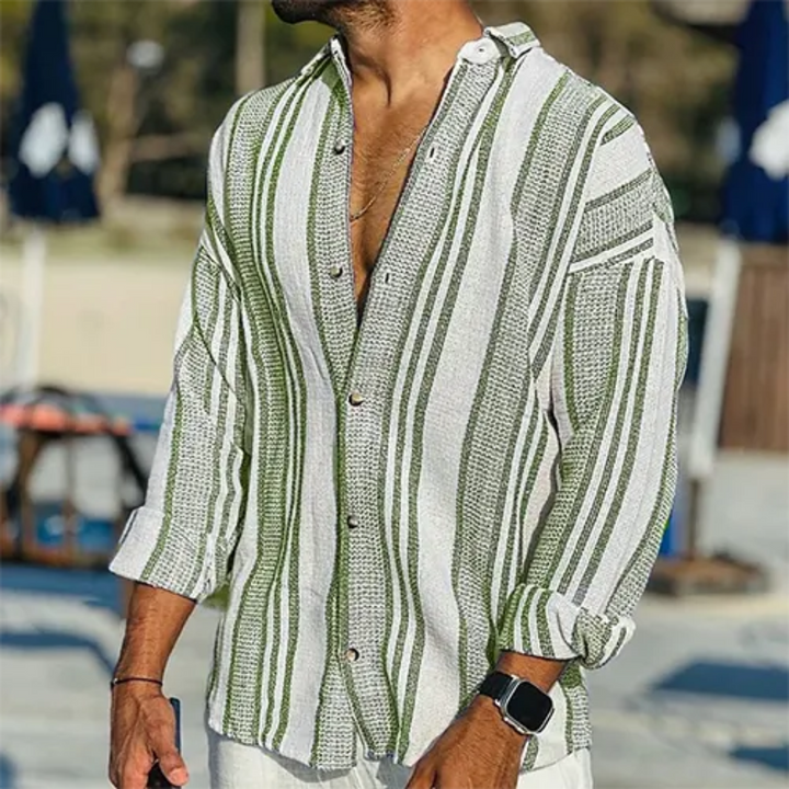 Hommes Chemise Boutonnée Décontractée À Rayures | Manches Longues
