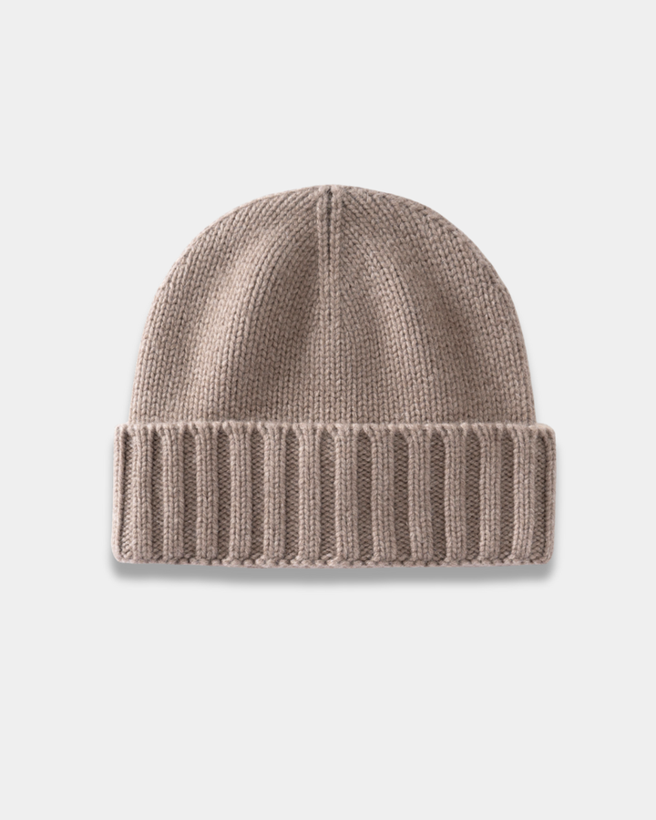 Berretto da donna in cashmere con risvolto a coste