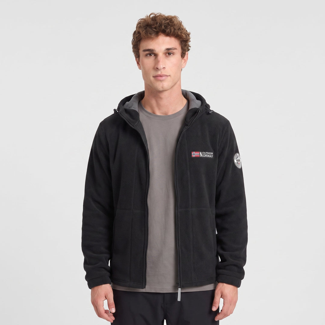Polaire Homme Coupe-Vent à Capuche Poches Zippées