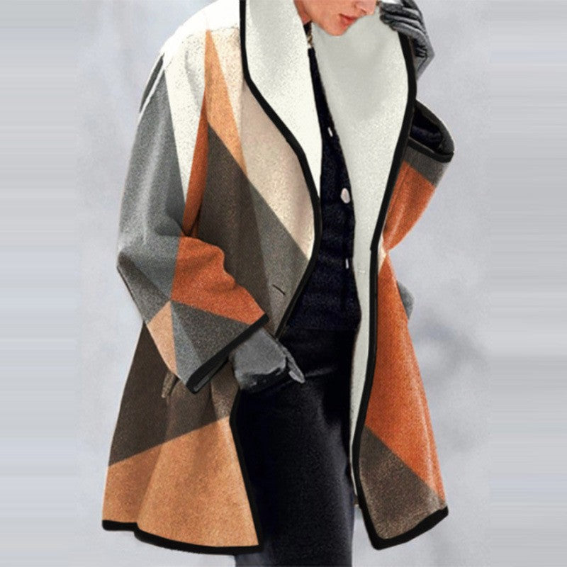 Gilet da donna senza maniche - stampa geometrica con bottoni