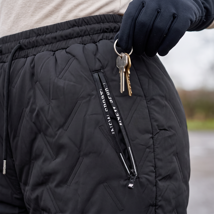 Pantaloni invernali da donna foderati in sherpa, trapuntati, con vita con coulisse