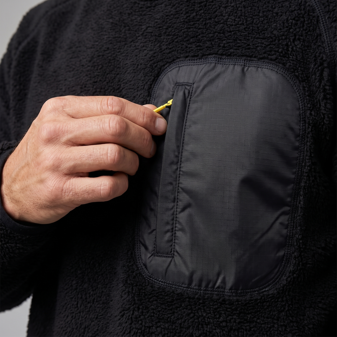 Men's Sherpa Fleece Hoodie with Zipped Chest Pocket