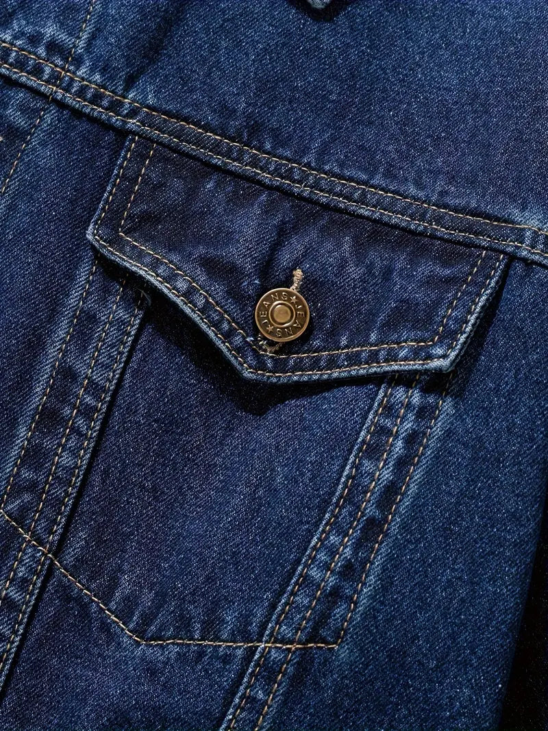 Veste en Jean à Col Chemise et Poches Poitrine pour Homme