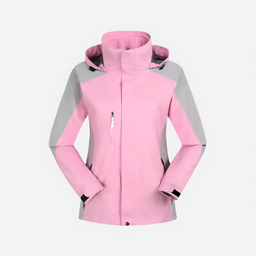 Giacca impermeabile da donna 3 in 1 con cappuccio e fodera in pile rimovibile
