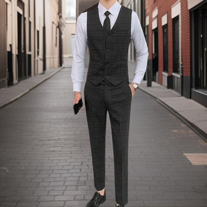 Costume Invité De Mariage 3 Pièces Classique À Motif Quadrillé Pour Homme | Tenue De Cérémonie