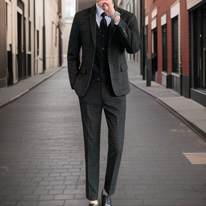 Costume Invité De Mariage 3 Pièces Classique À Motif Quadrillé Pour Homme | Tenue De Cérémonie