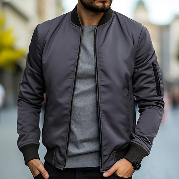 Blouson Bomber Zippé à Col Montant et Manches Raglan pour Homme