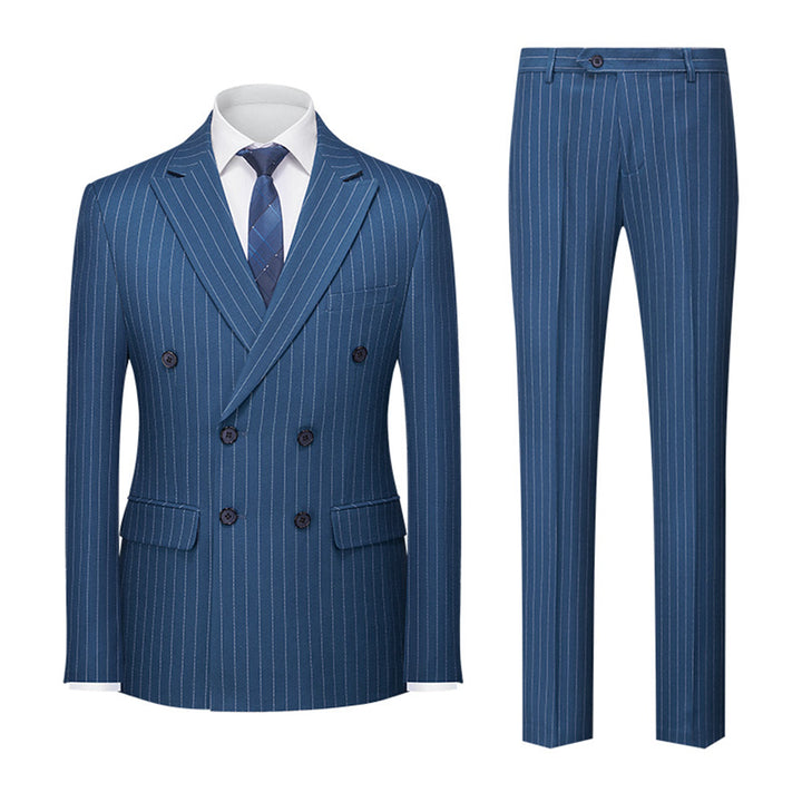 Costume deux pièces à double boutonnage invité de mariage pour homme | Imprimé rayé