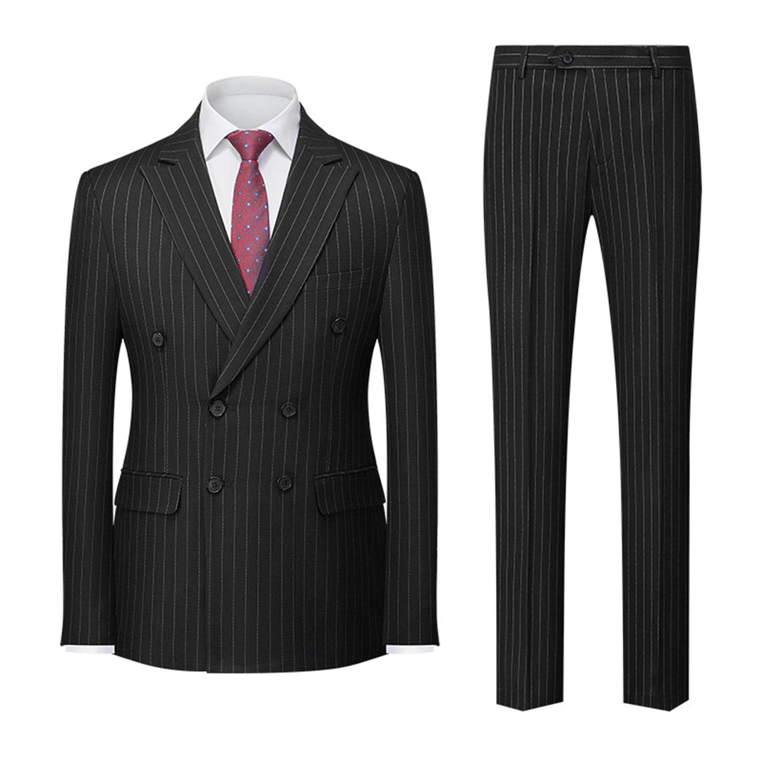 Costume deux pièces à double boutonnage invité de mariage pour homme | Imprimé rayé