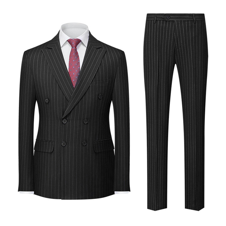 Costume deux pièces à double boutonnage invité de mariage pour homme | Imprimé rayé
