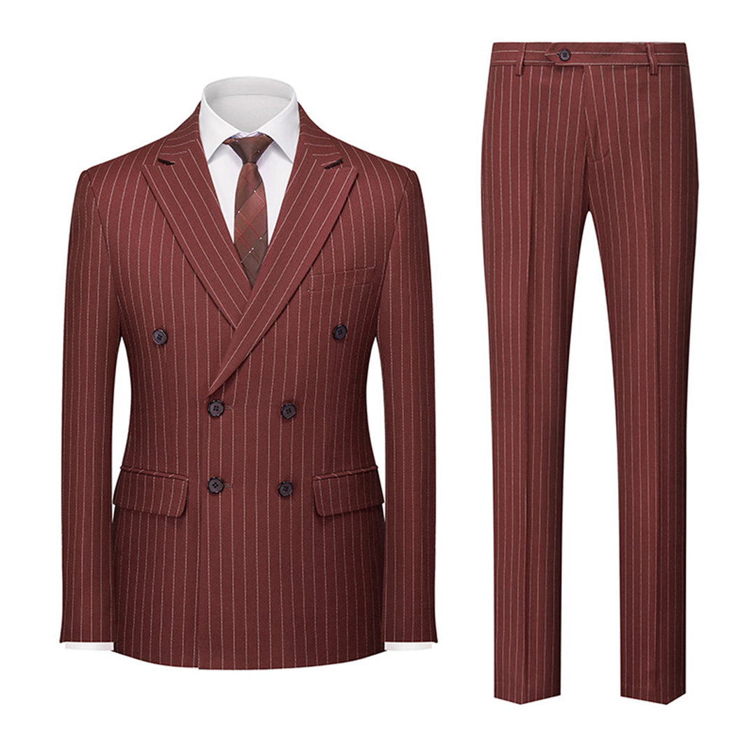 Costume deux pièces à double boutonnage invité de mariage pour homme | Imprimé rayé