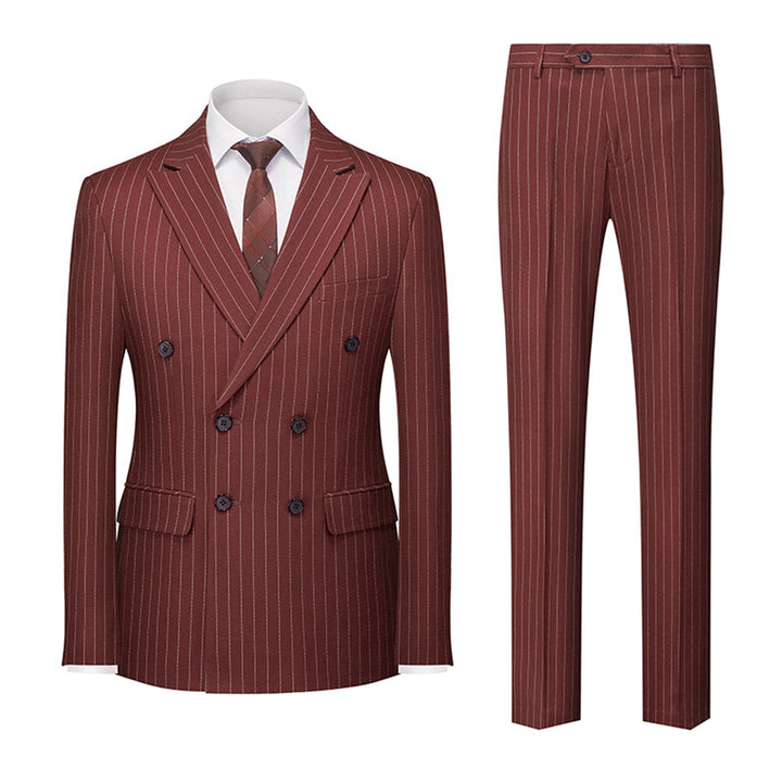 Costume deux pièces à double boutonnage invité de mariage pour homme | Imprimé rayé
