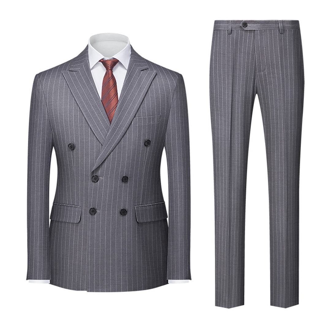 Costume deux pièces à double boutonnage invité de mariage pour homme | Imprimé rayé