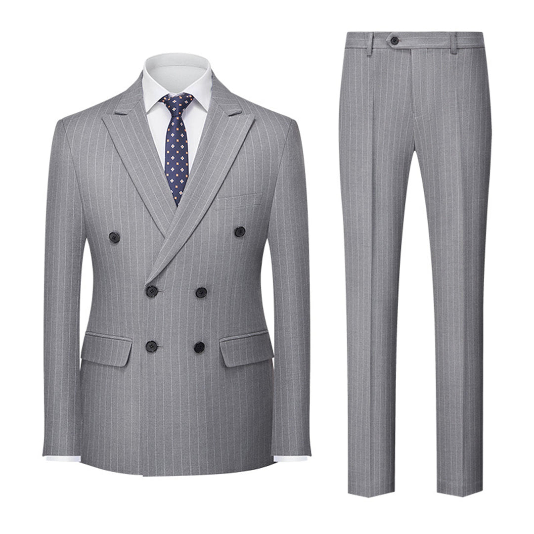 Costume deux pièces à double boutonnage invité de mariage pour homme | Imprimé rayé
