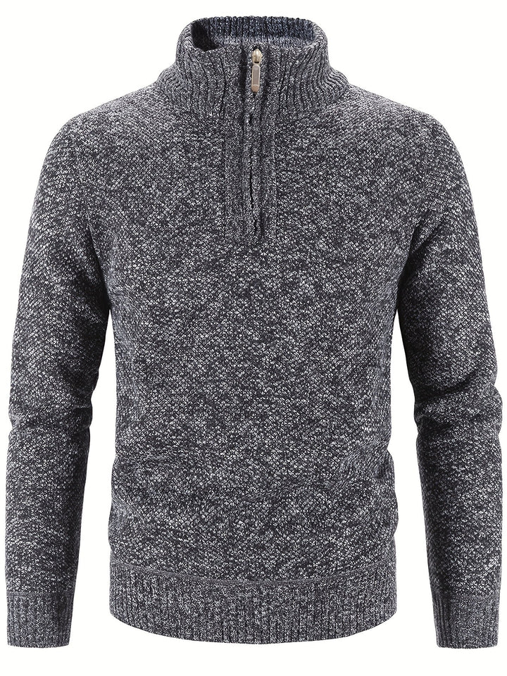 Pull Col Montant à Demi Zip et Maille Chinée pour Homme
