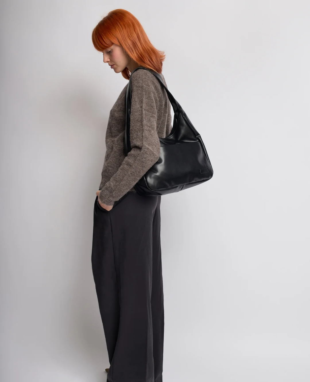 Women's Vegan Leather Hobo Handbag with a Wide Strap