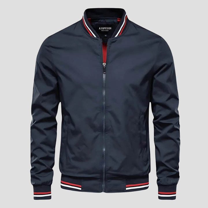Blouson Bomber Léger à Col Montant et Bande Contrastante pour Homme