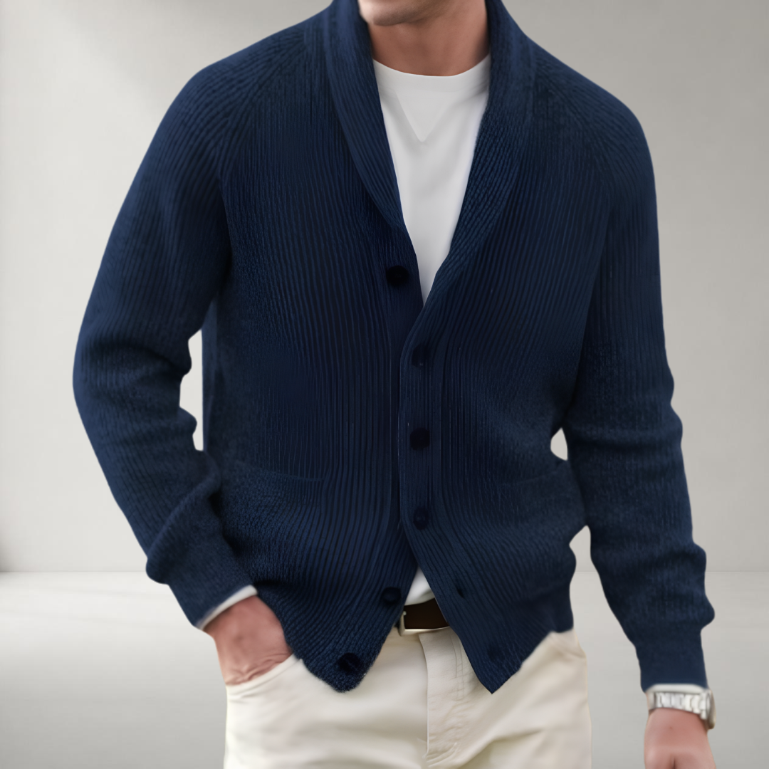 Cardigan Homme Vintage en Mélange de Laine à Col V