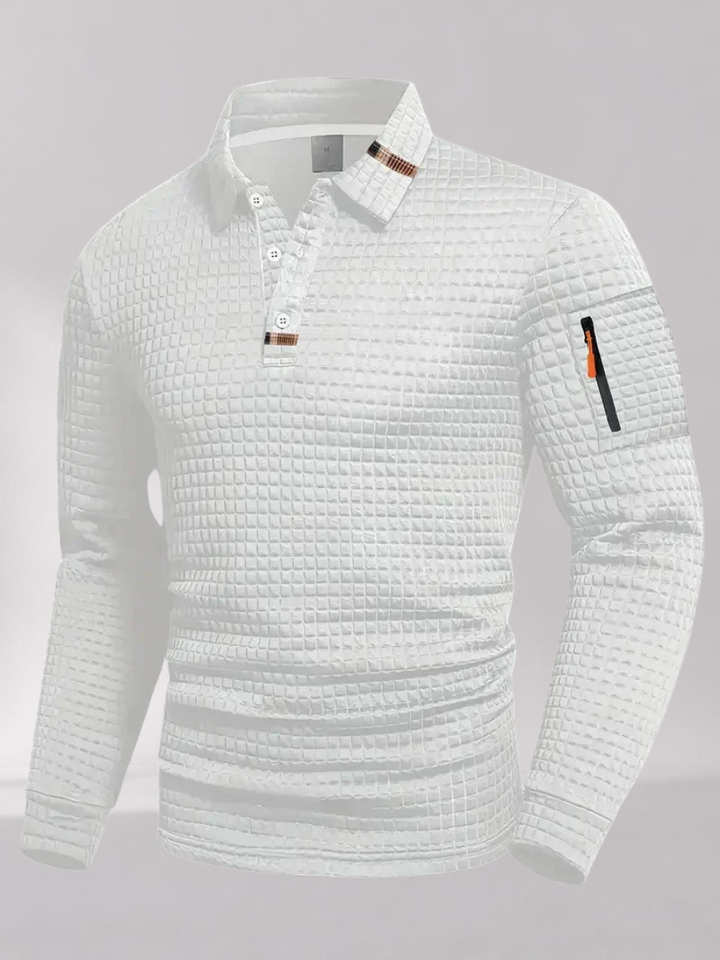 Polo Homme à Manches Longues avec Poche sur Manche