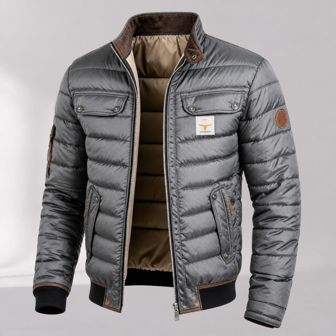 Veste Mi-Saison Style Vintage à Col Montant