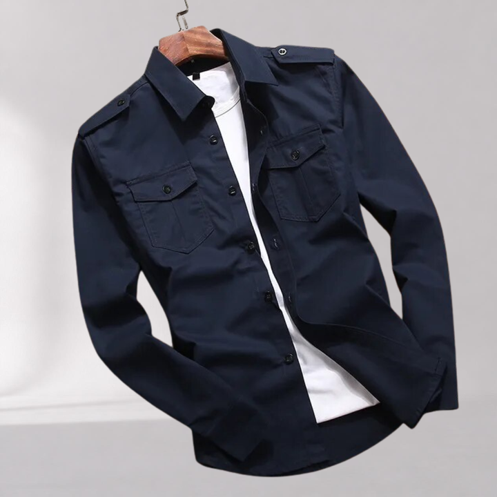 Chemise Homme à Manches Longues Boutonnée avec Poches Poitrine – Style Workwear Classique