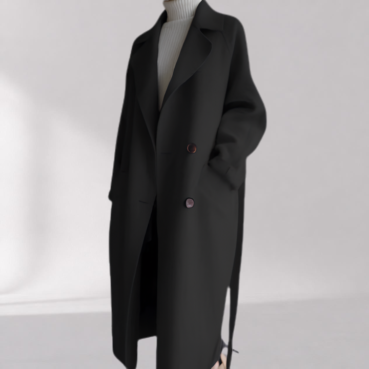 Manteau Femme en Mélange de Laine à Double Boutonnage avec Ceinture