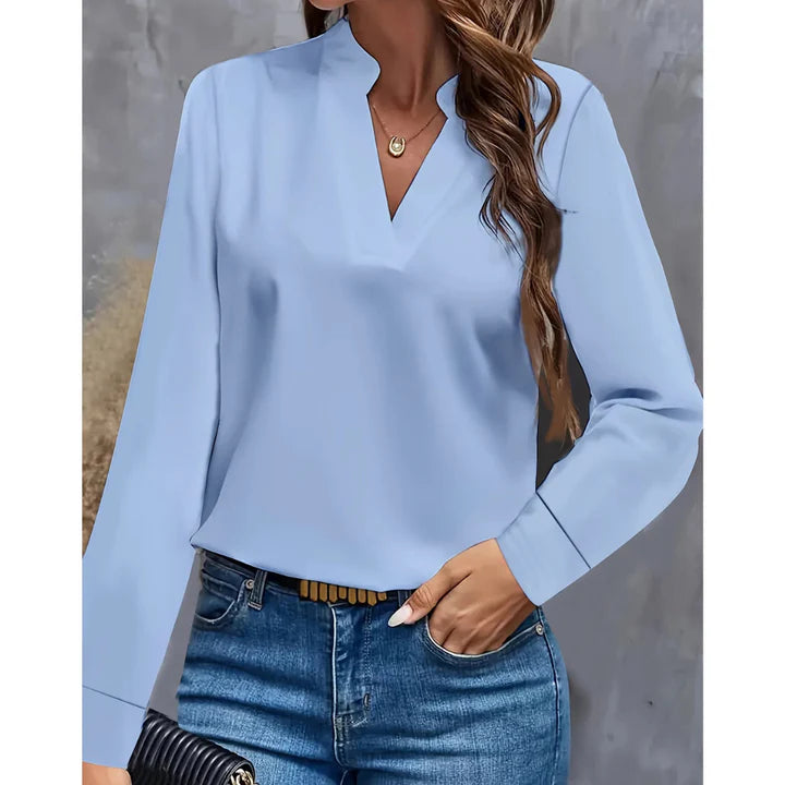 Femme Col V Chemisier Manches Longues | Confortable