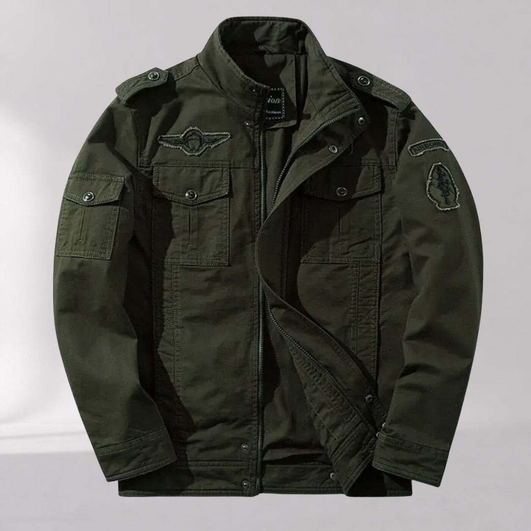 Veste Cargo Homme en Coton – Col Montant Style Militaire