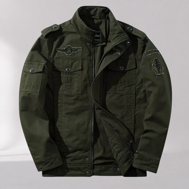 Veste Cargo Homme en Coton – Col Montant Style Militaire