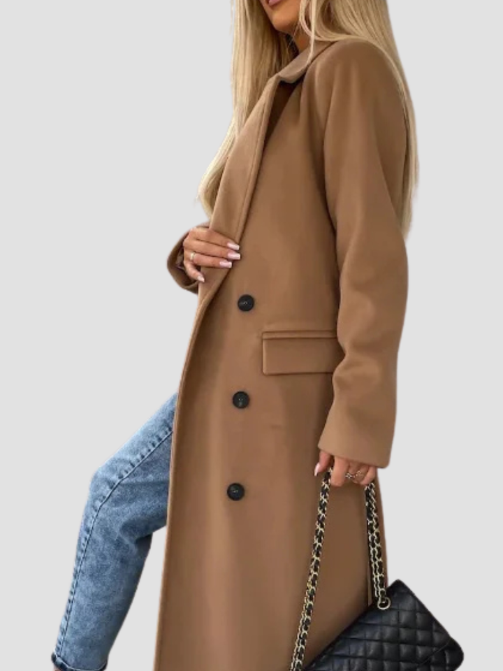 Manteau Croisé à Revers Femme