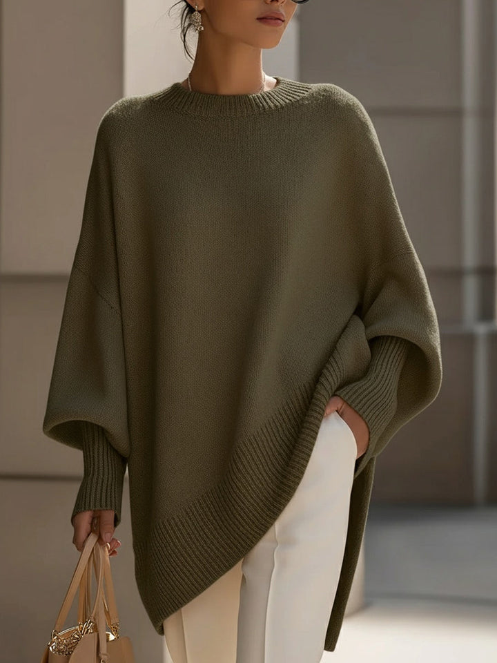 Oversized damestrui van wolmix - asymmetrische zoom