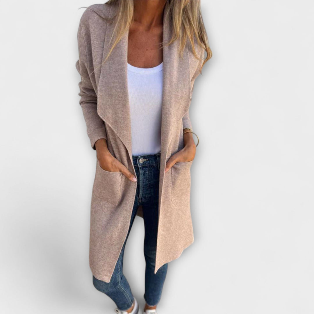 Cardigan Long Ouvert avec Poches Latérales