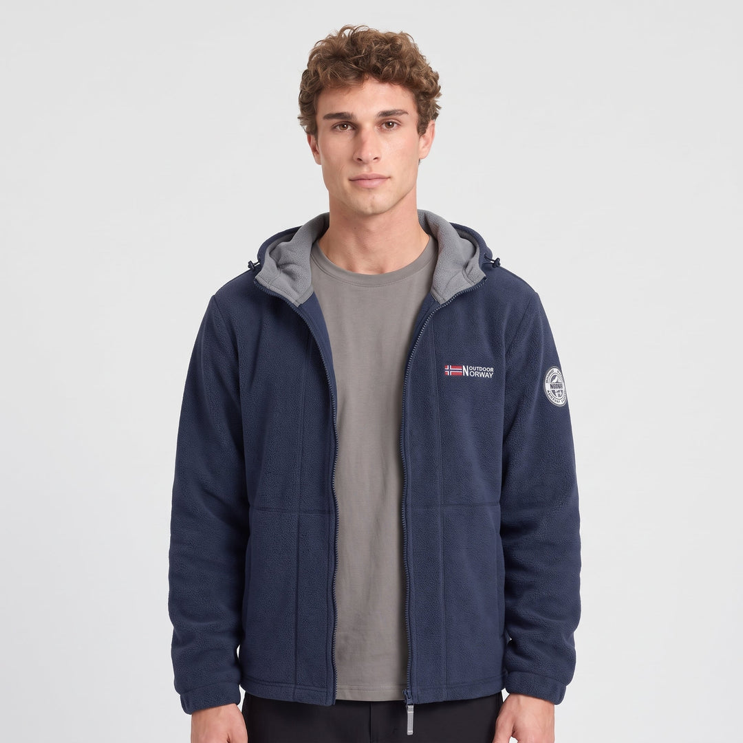 Polaire Homme Coupe-Vent à Capuche Poches Zippées