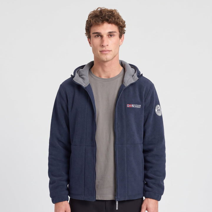 Polaire Homme Coupe-Vent à Capuche Poches Zippées