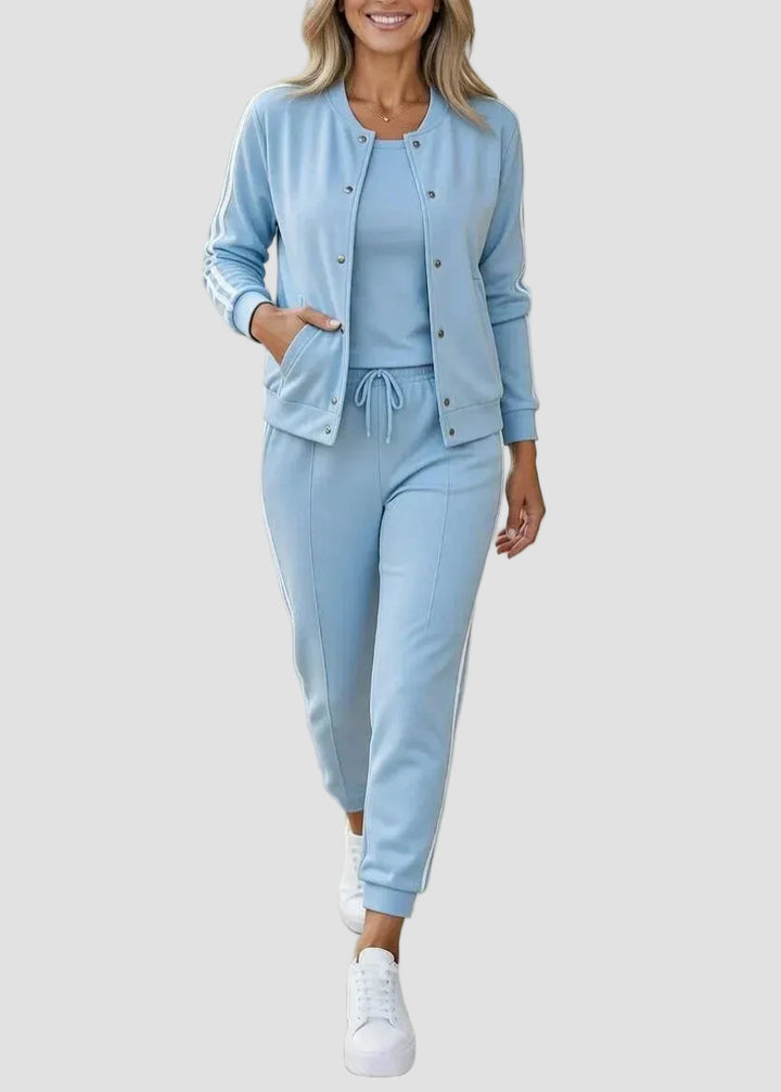 Céline | Ensemble Sport Femme 3 Pièces avec Veste, Haut et Jogger