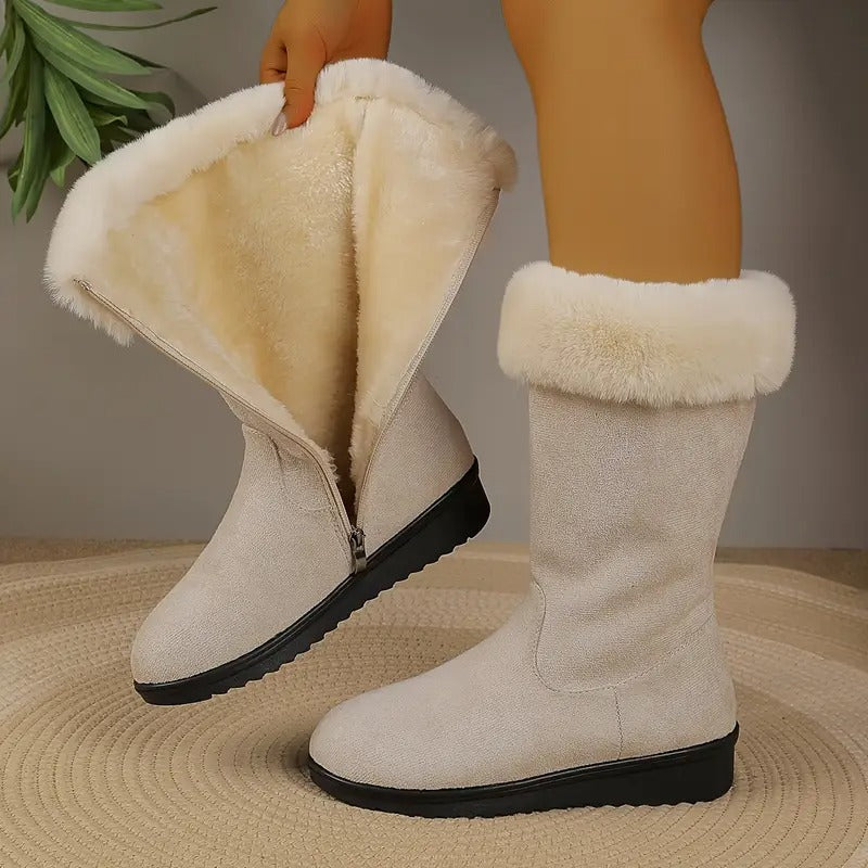 Bottes Femme Doublées Fausse Fourrure Avec Fermeture Latérale Zippée