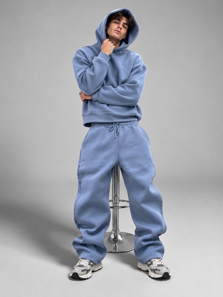 Oversized herenset met capuchon en joggingbroek met trekkoord