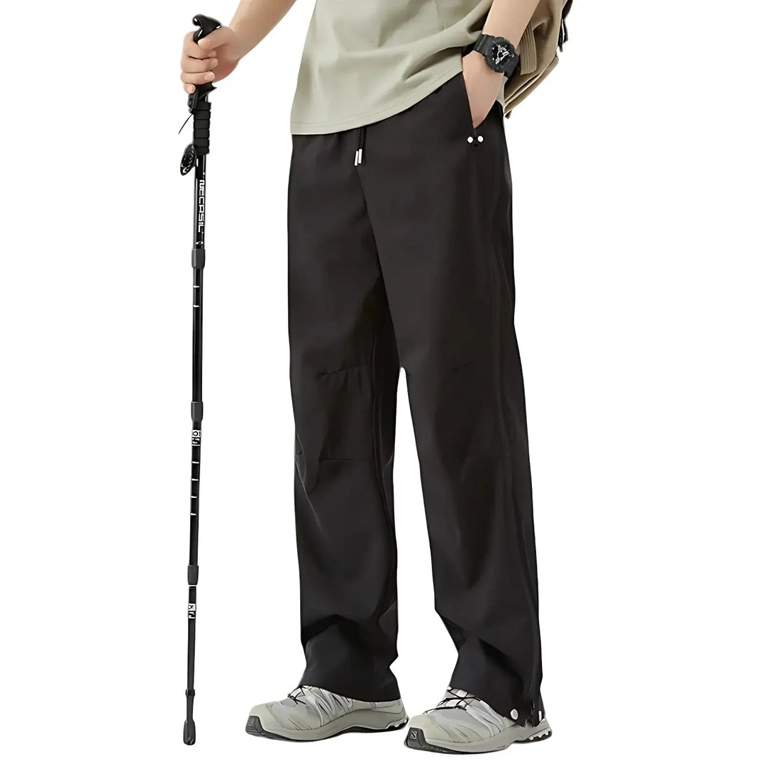 Men's Water-Repellent Windproof Rain Pants with Side Zippers