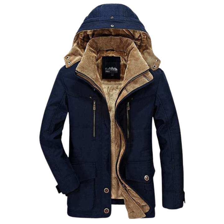 Veste d'Hiver Homme Doublée Polaire à Capuche Multi Poches
